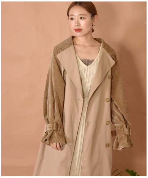 w closet(ダブルクローゼット)の「2素材切替トレンチコート(ジャケット/アウター・レディース・サンドベージュ/Dベージュ・FREE)」の13枚目の写真