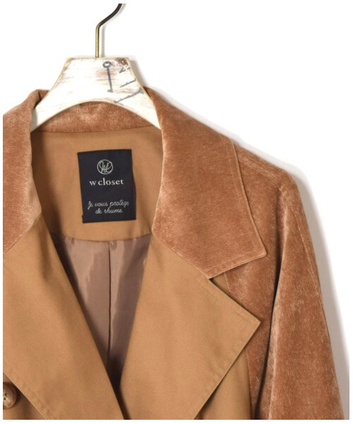 w closet(ダブルクローゼット)の「2素材切替トレンチコート(ジャケット/アウター・レディース・サンドベージュ/Dベージュ・FREE)」の6枚目の写真