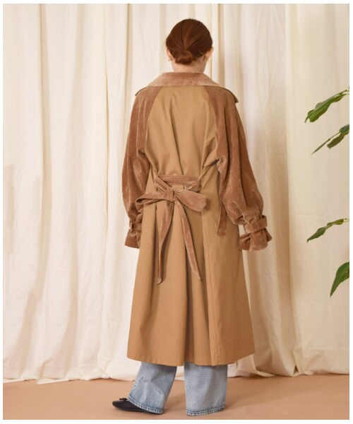 w closet(ダブルクローゼット)の「2素材切替トレンチコート(ジャケット/アウター・レディース・サンドベージュ/Dベージュ・FREE)」の21枚目の写真