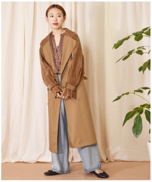 w closet(ダブルクローゼット)の「2素材切替トレンチコート(ジャケット/アウター・レディース・サンドベージュ/Dベージュ・FREE)」の18枚目の写真