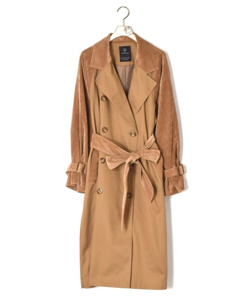 w closet(ダブルクローゼット)の「2素材切替トレンチコート(ジャケット/アウター・レディース・サンドベージュ/Dベージュ・FREE)」の2枚目の写真
