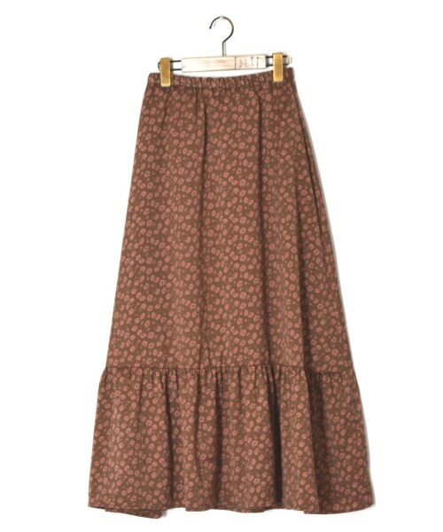 w closet(ダブルクローゼット)の「マットサテン花柄ティアードスカート(スカート・レディース・ブラウン/Dグリーン・FREE)」の1枚目の写真