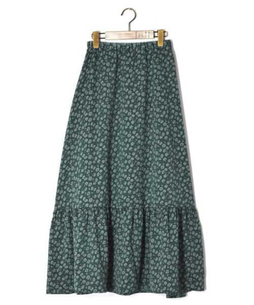 w closet(ダブルクローゼット)の「マットサテン花柄ティアードスカート(スカート・レディース・ブラウン/Dグリーン・FREE)」の2枚目の写真