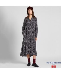 UNIQLO | レーヨンプリントシャツワンピース（長袖）(ワンピース)