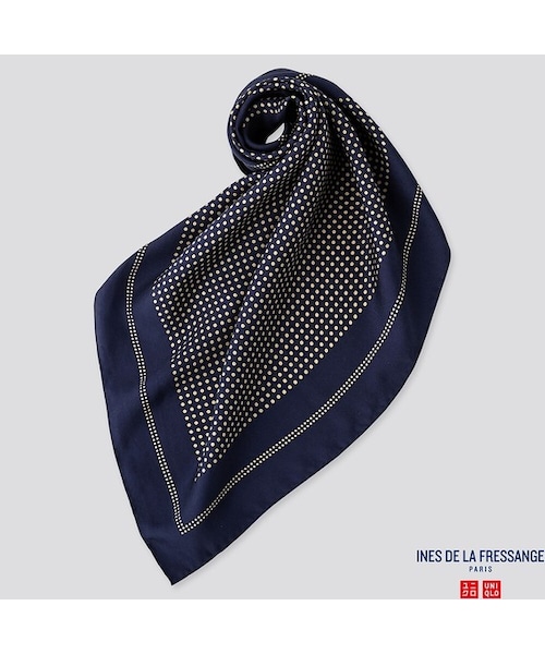 UNIQLO（ユニクロ）の「シルクスカーフ（ストール/ショール・レディース・BEIGE 31/BLUE 68/NAVY 69/WINE 19・フリー）」の2枚目の写真