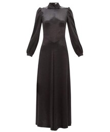 Bella Freud - Ophelia Tie Back Satin Dress - Womens - Black