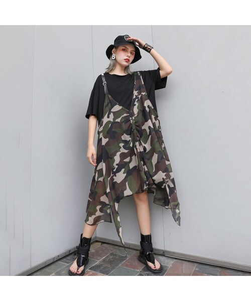 No Brand ノーブランド の Londa スリングステッチカモフラージュドレス E 4 ワンピース Wear