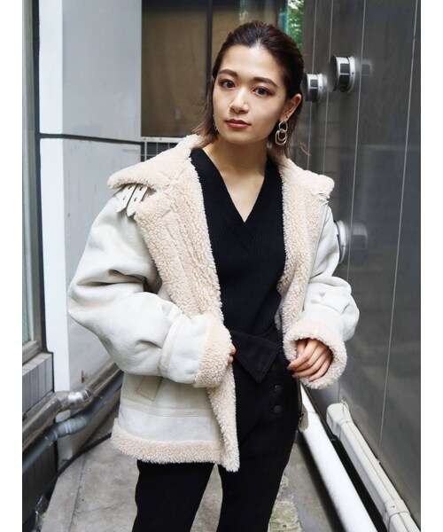 EMODA（エモダ）の「ジップバルキーフェイクムートンコート（ブルゾン  