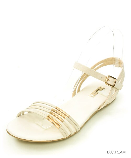 RANDA（ランダ）の「ゴールドパーツフラットサンダル/ES3503（フラットサンダル・レディース・ブラック/ピンク/クリーム・S/M/L/LL）」の2枚目の写真