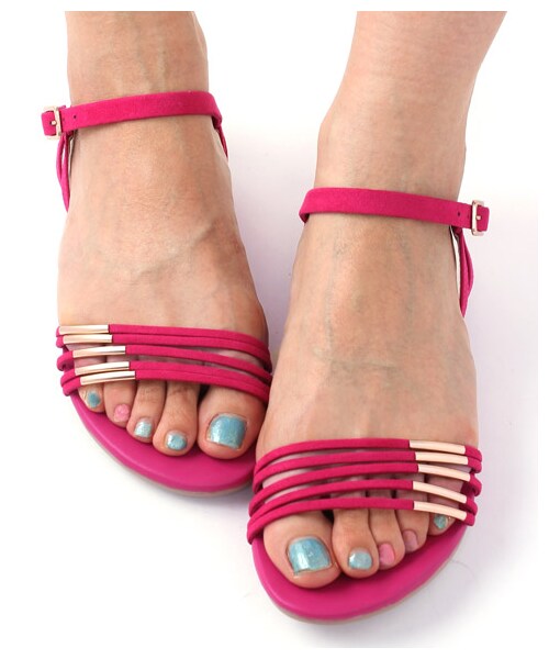 RANDA（ランダ）の「ゴールドパーツフラットサンダル/ES3503（フラットサンダル・レディース・ブラック/ピンク/クリーム・S/M/L/LL）」の8枚目の写真