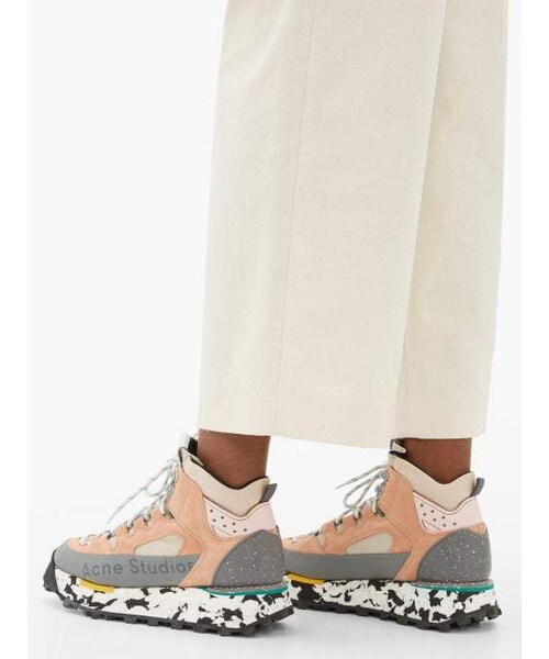 magasin Akkumulerede Korn Acne Studios,Acne Studios - Bertrand Canvas And Suede Hiking Boots - Womens  - Pink Multi - WEAR