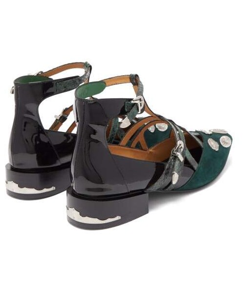 TOGA(トーガ)の「Toga - Studded Suede And Patent Leather Flats - Womens - Dark Green(シューズ・レディース・Green・35 Eu/it/35.5 Eu/it/36 Eu/it/36.5 Eu/it/37 Eu/it/37.5 Eu/it/38 Eu/it/38.5 Eu/it/39 Eu/it/39.5 Eu/it/40 Eu/it/40.5 Eu/it/41 Eu/it)」の4枚目の写真