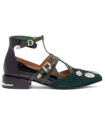 TOGA | Toga - Studded Suede And Patent Leather Flats - Womens - Dark Green(シューズ)
