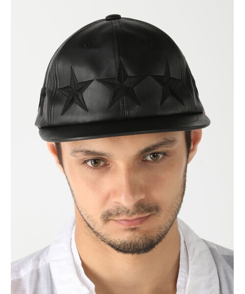 DANKE SCHON(ダンケシェーン)の「FレザースターCAP(ファッション雑貨・メンズ・BLACK/WHITE・F)」の1枚目の写真