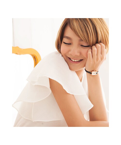 gracegift（グレースギフト）の「名媛感真皮細帶小方錶（腕時計・レディース・深咖/黑・F）」の7枚目の写真