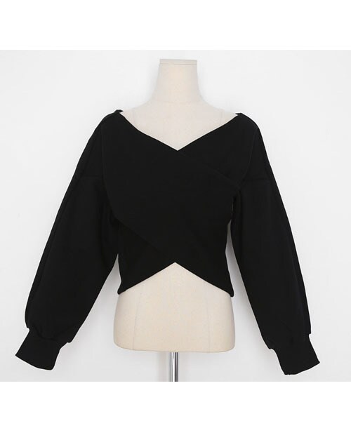 DHOLIC（ディーホリック）の「クロスクロップドスウェット（スウェット・レディース・ホワイト/ブラック/レッド・FREE）」の2枚目の写真