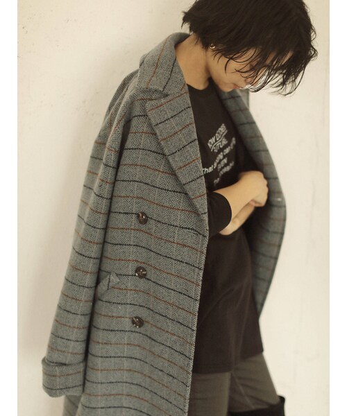 Ungrid（アングリッド）の「チェックロングコート（その他アウター・グレー/キャメル・M/S）」の5枚目の写真