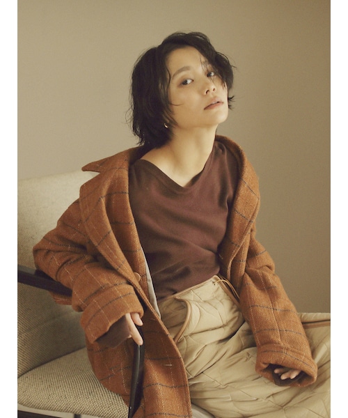 Ungrid（アングリッド）の「チェックロングコート（その他アウター・グレー/キャメル・M/S）」の9枚目の写真