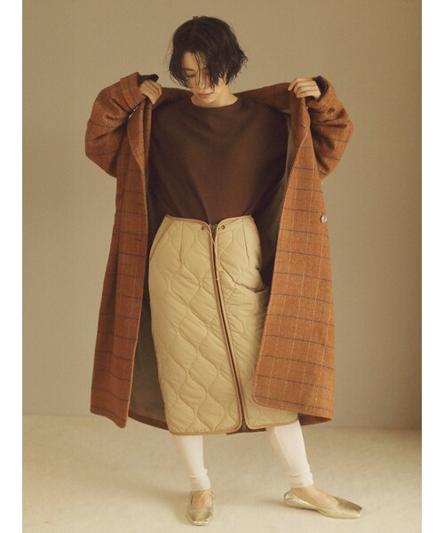 Ungrid（アングリッド）の「チェックロングコート（その他アウター・グレー/キャメル・M/S）」の8枚目の写真