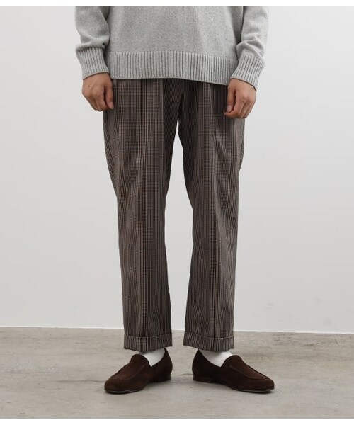 ADAM ET ROPE'（アダムエロペ）の「シェットランドウール イージーパンツ（パンツ・メンズ・ベージュ/ネイビー系2/キャメル・M/L）」の2枚目の写真