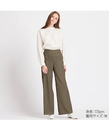 UNIQLO | ワイドストレートパンツ（チドリ・ウールライク・丈長め73～75cm）(その他パンツ)