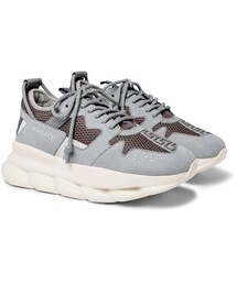 VERSACE | Versace Chain Reaction 2.0 Panelled Suede And Mesh Sneakers(スニーカー)