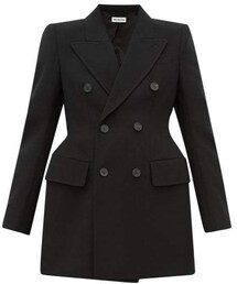 Balenciaga - Hourglass Double Breasted Wool Twill Blazer - Womens - Black