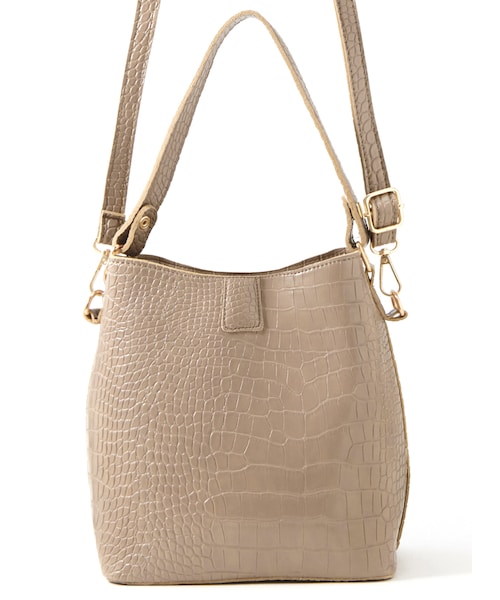 GRL（グレイル）の「クロコダイル柄2Wayバッグ（ショルダーバッグ・レディース・ブラック/グレージュ・F）」の2枚目の写真