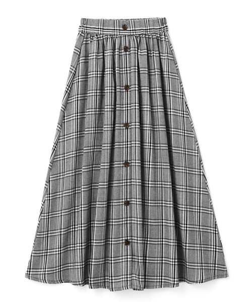 GRL（グレイル）の「フロントボタングレンチェックフレアスカート