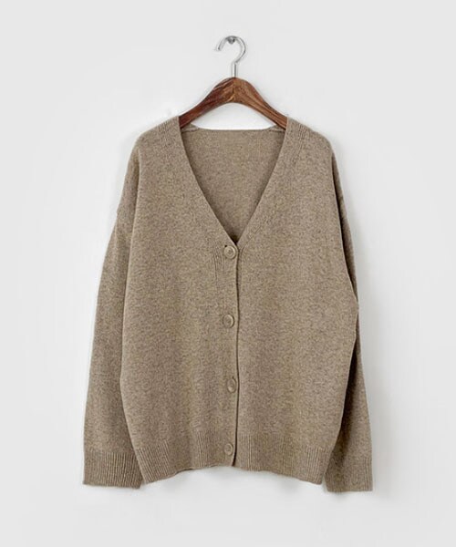 DHOLIC STYLE（ディーホリックスタイル）の「[jellpe] ウール混Vネックカーディガン（カーディガン/ボレロ・レディース・グレー/ブラック/ブラウン/ベージュ/パープル/ピンク・FREE）」の4枚目の写真