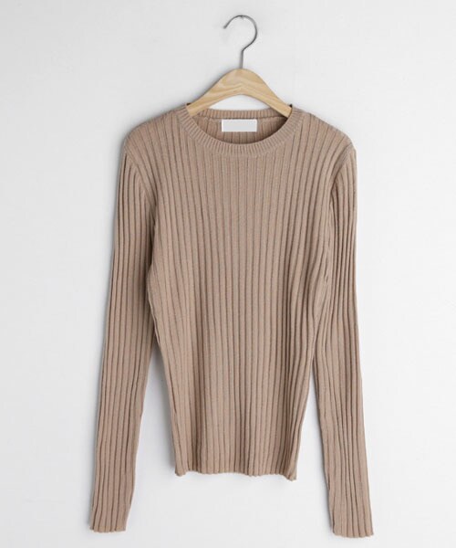 DHOLIC（ディーホリック）の「スリムリブニット（ニット/セーター・レディース・ホワイト/グリーン/ピンク/ブラック/ブルー/ベージュ・FREE）」の3枚目の写真