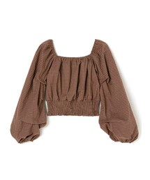 GRL | ボリュームスリーブチェックショートブラウス(シャツ/ブラウス)