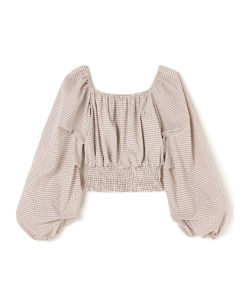 GRL（グレイル）の「ボリュームスリーブチェックショートブラウス（シャツ/ブラウス・レディース・ブラウン/ベージュ・M）」の2枚目の写真