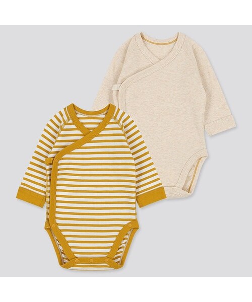 UNIQLO（ユニクロ）の「クルーネックボディ（ボーダー・長袖・前開き・2枚組）70サイズ（その他ベビー用品・キッズ・GREEN 53/NAVY 69/YELLOW 47・70）」の3枚目の写真