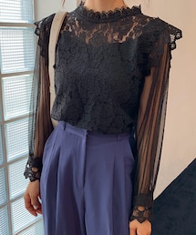 DHOLIC | プリーツスリーブレースブラウス(シャツ/ブラウス)