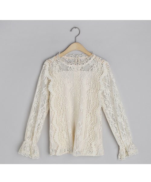 DHOLIC（ディーホリック）の「ウェーブレースブラウス（シャツ/ブラウス・レディース・ホワイト/ブラック/ベージュ・FREE）」の3枚目の写真