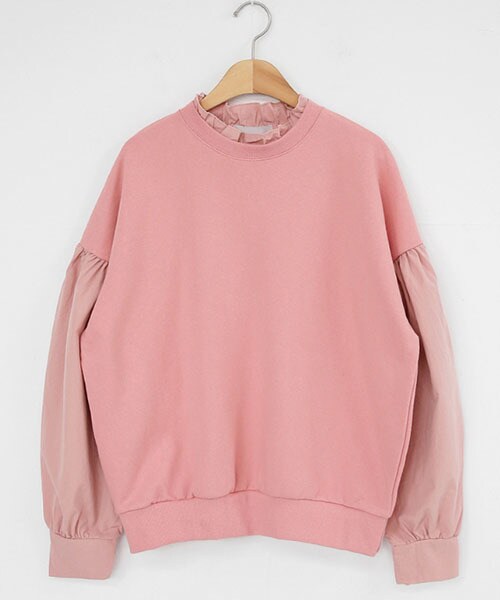 DHOLIC(ディーホリック)の「フリルネックコントラストスウェット(スウェット・レディース・ホワイト/ブラック/ピンク・FREE)」の3枚目の写真