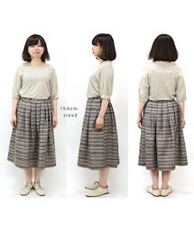 45R/45rpm タッサーシルク丹波布格子写しスカート 定価52800円 45R/45rpm タッサーシルク丹波布格子写しスカート 定価52800円