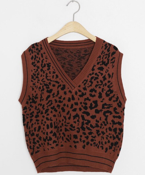 DHOLIC（ディーホリック）の「レオパードニットベスト（ニット/セーター・レディース・ホワイト/ブラック/レッド・FREE）」の3枚目の写真