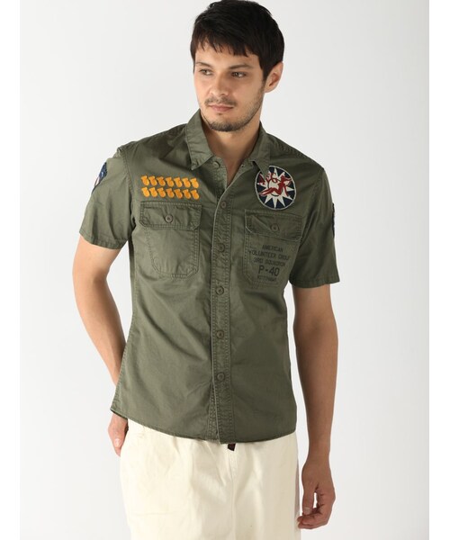 AVIREX（アヴィレックス）の「avirex/アヴィレックス/メンズ/A.V.G PATCHED S/S SHIRTS/A.V.G パッチド 半袖シャツ（トップス・メンズ・CHARCOL/KHAKI/OLIVE・M/L/XL/XXL）」の11枚目の写真