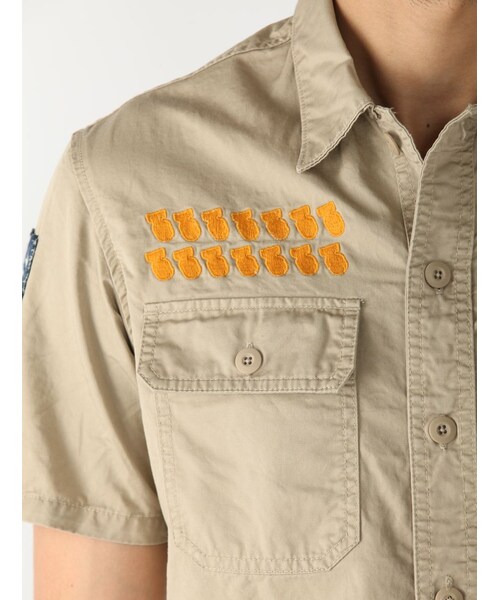 AVIREX（アヴィレックス）の「avirex/アヴィレックス/メンズ/A.V.G PATCHED S/S SHIRTS/A.V.G パッチド 半袖シャツ（トップス・メンズ・CHARCOL/KHAKI/OLIVE・M/L/XL/XXL）」の7枚目の写真
