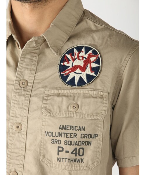 AVIREX（アヴィレックス）の「avirex/アヴィレックス/メンズ/A.V.G PATCHED S/S SHIRTS/A.V.G パッチド 半袖シャツ（トップス・メンズ・CHARCOL/KHAKI/OLIVE・M/L/XL/XXL）」の6枚目の写真