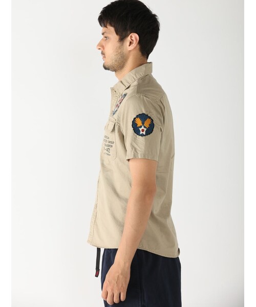 AVIREX（アヴィレックス）の「avirex/アヴィレックス/メンズ/A.V.G PATCHED S/S SHIRTS/A.V.G パッチド 半袖シャツ（トップス・メンズ・CHARCOL/KHAKI/OLIVE・M/L/XL/XXL）」の4枚目の写真