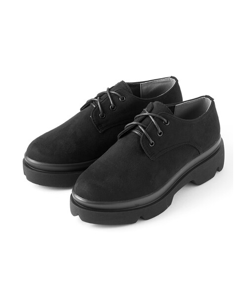 GRL（グレイル）の「厚底オックスフォードシューズ（その他シューズ・レディース・黒(PUレザー)/黒(スエード)・24.5）」の2枚目の写真