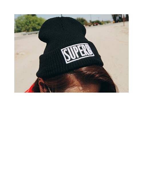 STYLENANDA（スタイルナンダ）の「SUPERB刺繍ロゴワッペン付きニット帽