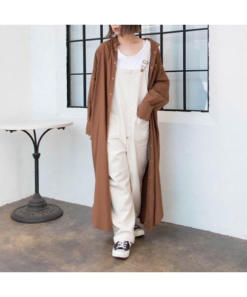 Sheson(シーズン)の「Sheson(シーズン)SelectスタンドカラーロングシャツOP(シャツワンピース・レディース・ベージュ/ブラック/グレー/その他・FREE)」の1枚目の写真