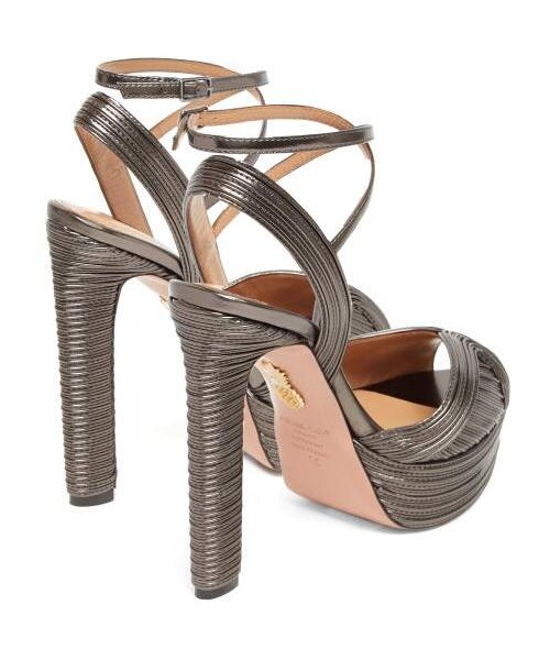 Aquazzura（アクアズーラ）の「Aquazzura - Caprice 130 Metallic Leather Platform Sandals - Womens - Dark Grey（その他シューズ・レディース・Gray・36 Eu/it/37 Eu/it/39.5 Eu/it/40 Eu/it）」の4枚目の写真