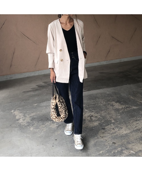 copine（コピン）の「オーバーサイズ！ノーカラーダブルボタンソフトコーデュロイジャケット(2color)【クリックポスト対象商品】（ノーカラージャケット・レディース・その他）」の8枚目の写真