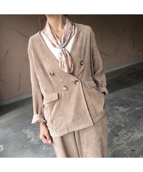 copine（コピン）の「オーバーサイズ！ノーカラーダブルボタンソフトコーデュロイジャケット(2color)【クリックポスト対象商品】（ノーカラージャケット・レディース・その他）」の7枚目の写真