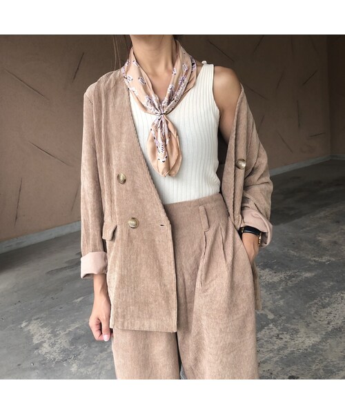 copine（コピン）の「オーバーサイズ！ノーカラーダブルボタンソフトコーデュロイジャケット(2color)【クリックポスト対象商品】（ノーカラージャケット・レディース・その他）」の3枚目の写真